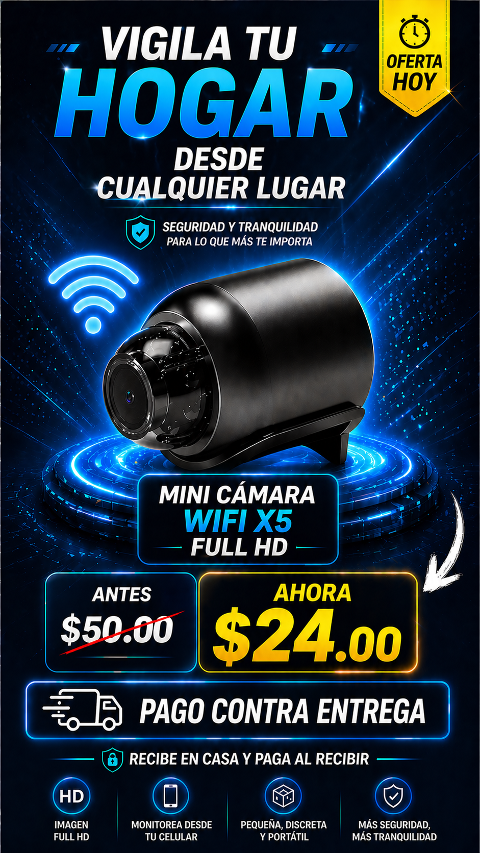 Mini Cámara Wifi Full HD ¿Listo para proteger tu espacio en segundos?